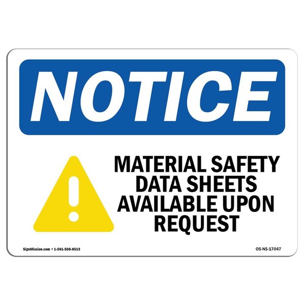 Signmission OSHA Notice Sign, OSHA-MSDS-Right-to-Know-Sign-, 7in X 5in Decal, 7" W, 5" H, Landscape OS-NS-D-57-L-17047